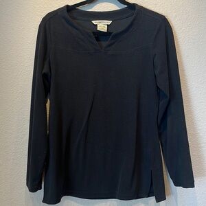 ExOfficio Women’s Black Textured knit Shirt Small Hidden Sleeve Pocket